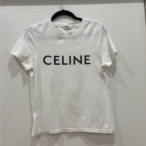 Celine Logo Cotton Tee - Picture 2 of 9